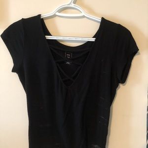 Black lace up crop top